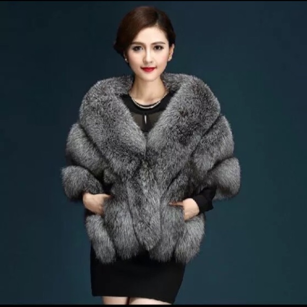 Luxury Faux Fur coat imitation mink fur poncho